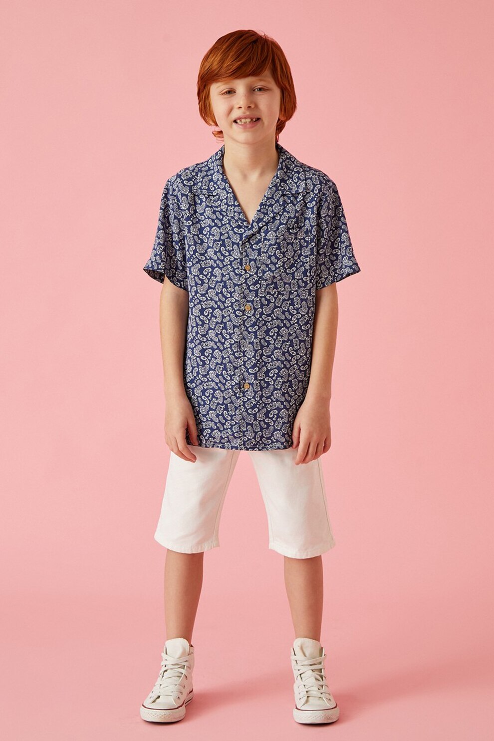 KOTON, Pantaloni scurti de denim lungi pana la genunchi, Alb