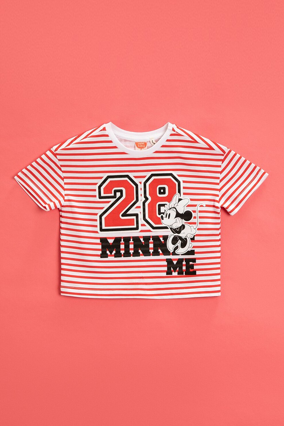 KOTON, Tricou de bumbac cu Minnie Mouse, Rosu/Alb/Negru