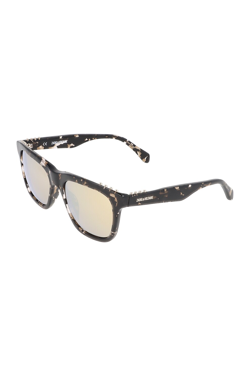 Zadig & voltaire, Ochelari de soare wayfarer cu lentile oglinda, Negru/Maro nisip, 51-18-140 Standard