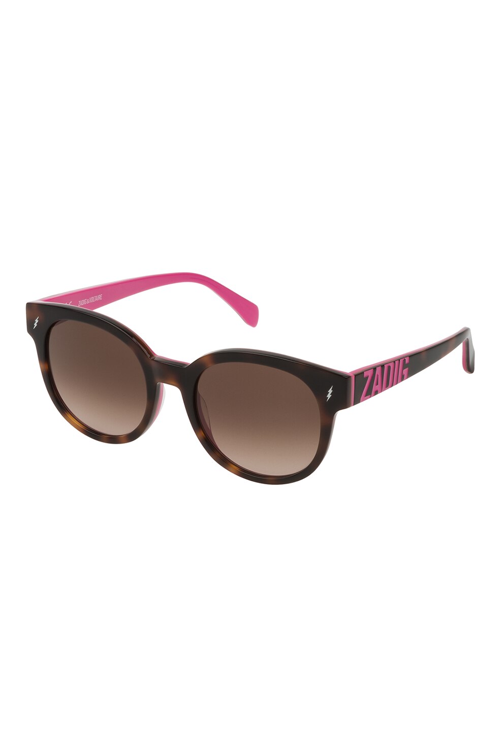 Zadig & voltaire, Ochelari de soare unisex cu lentile in degrade, Maro inchis tortoise/Roz, 52-20-140 Standard