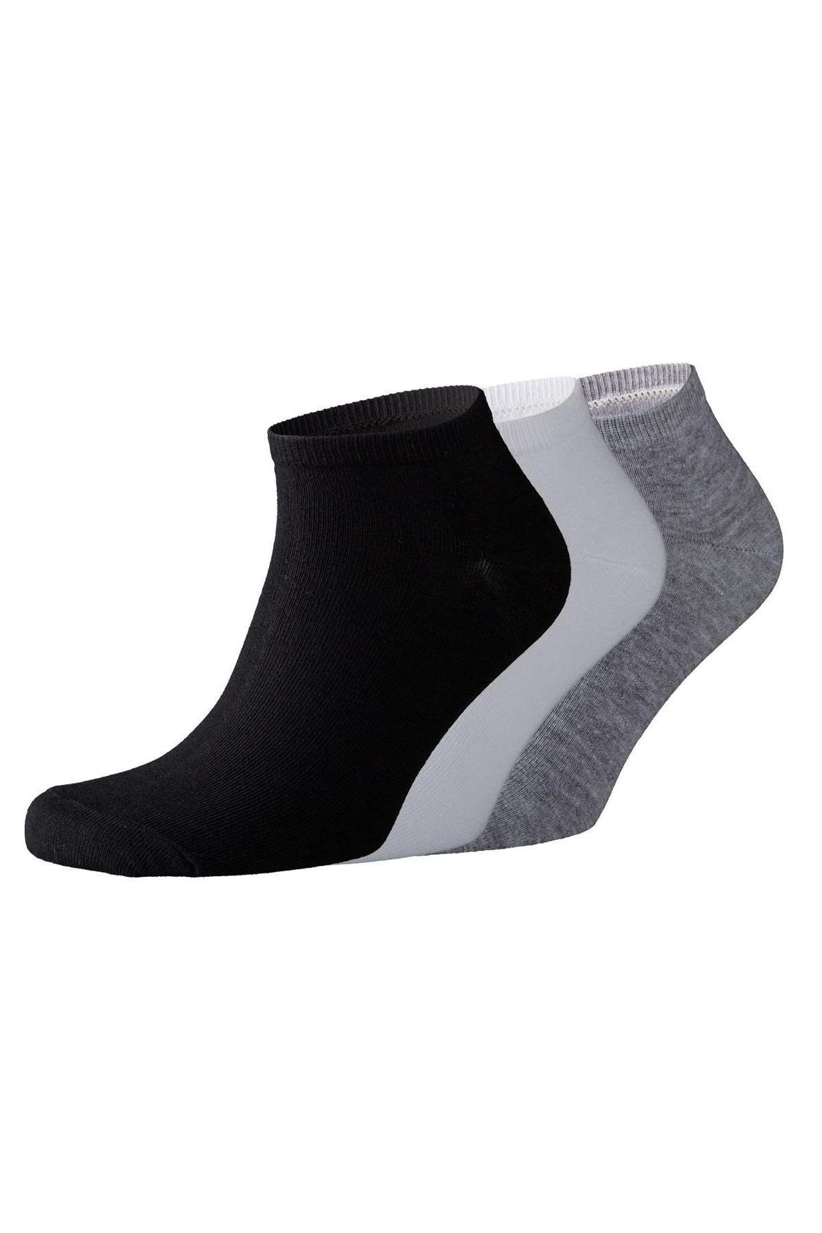 Set 3 perechi sosete scurte, Friends, 6310-01, Bumbac/Elastan, Negru/Alb/Gri