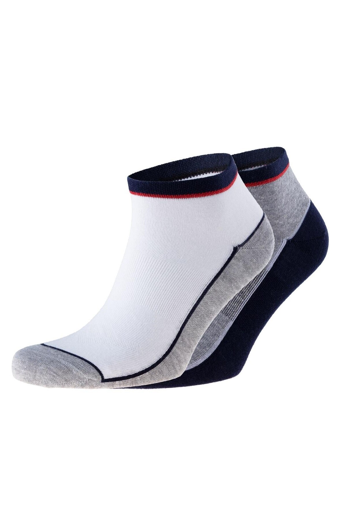 Set 2 perechi sosete pe glezna, Friends, 6315, Bumbac/Elastan, Alb/Gri