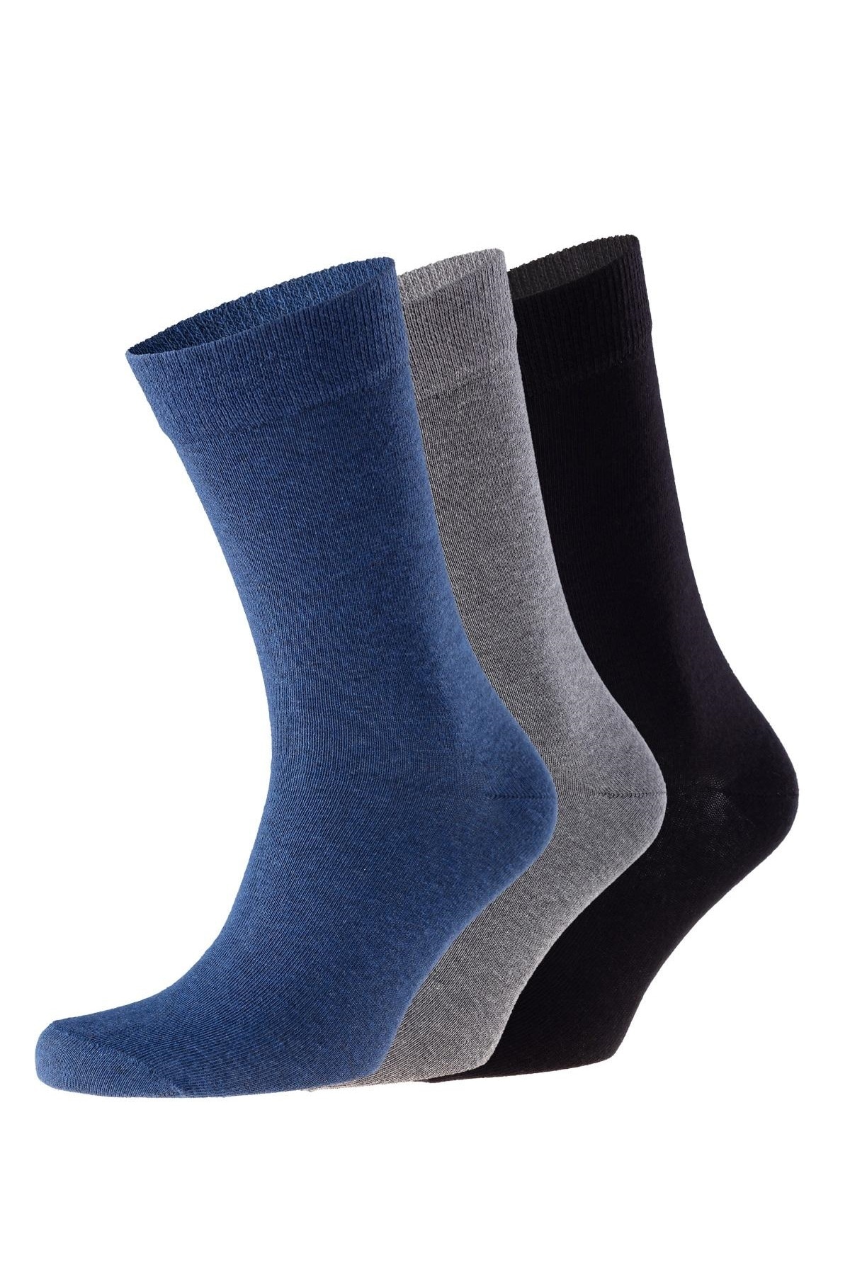 Set 3 perechi sosete lungi, Sunny Side, 6461-15-43, Bumbac/Elastan, Albastru/Gri/Negru, 43-46 EU