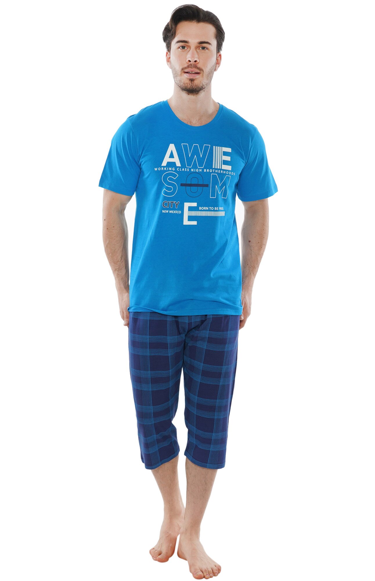 Pijama barbati Gazzaz by Vienetta, model Awesome, albastru