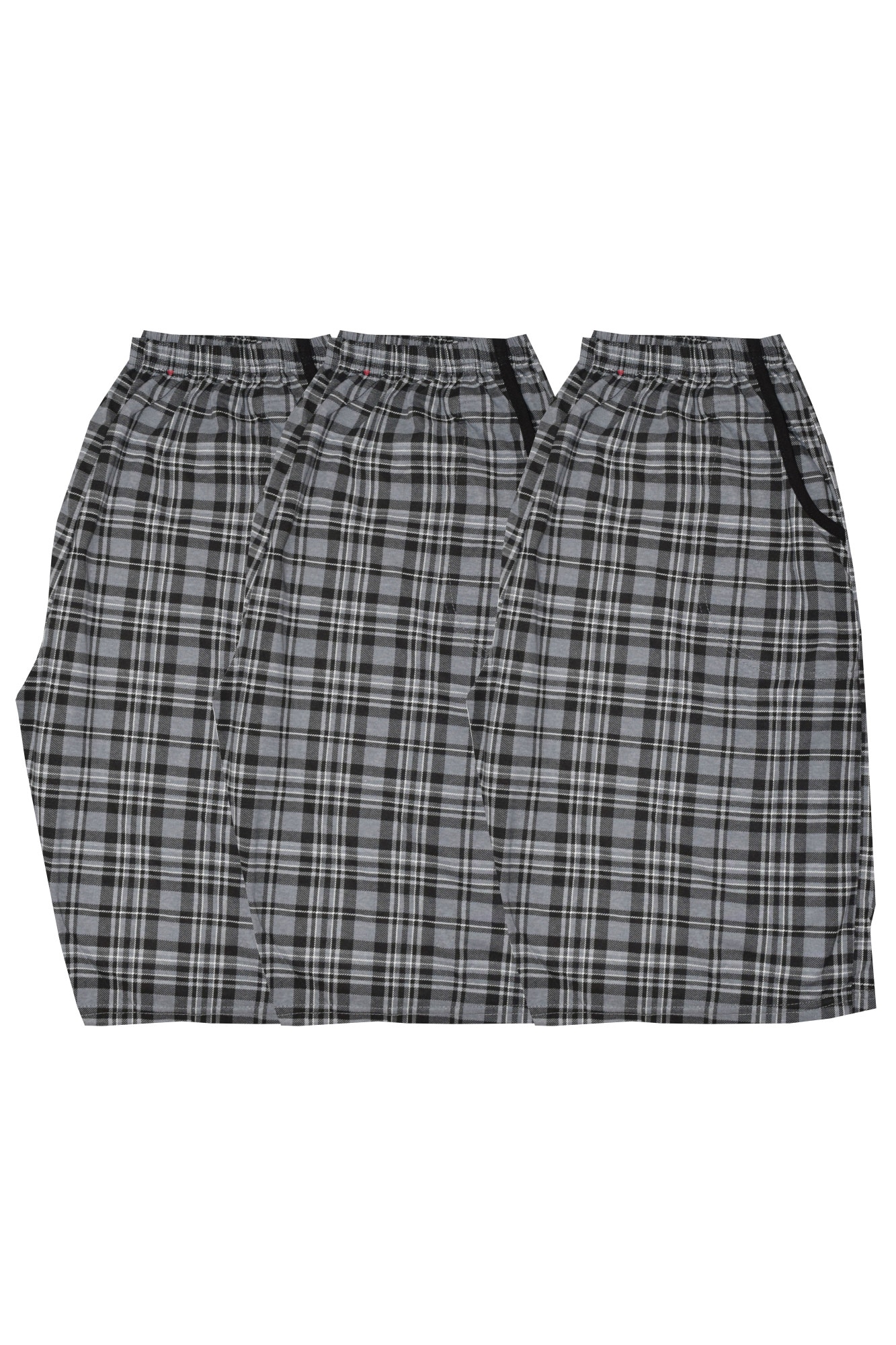 Set trei pantaloni 3/4 SRN big size pentru barbati, imprimeu carouri, Gri