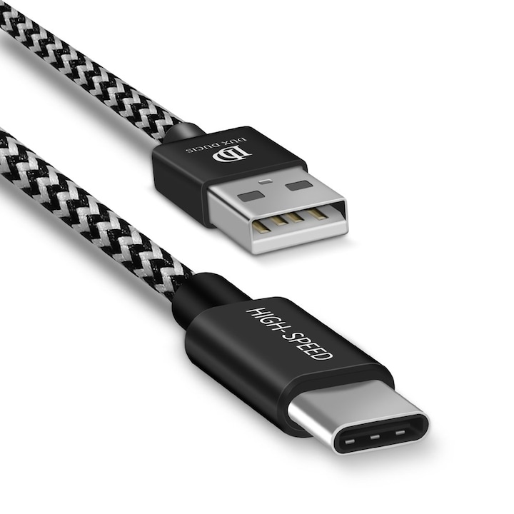 USB към Type-C кабел за данни 2.1A, 3m, Dux Ducis K-ONE, бяло черно