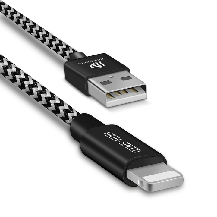 Кабел Dux Ducis K-One Series, USB към Lightning, 2.1A, 3m, черен