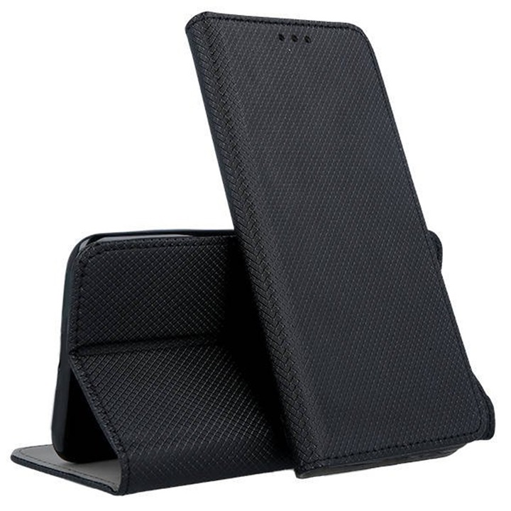 Telefontok Samsung Galaxy A13 (A135F) - fekete mágneses szilikon keretes könyvtok