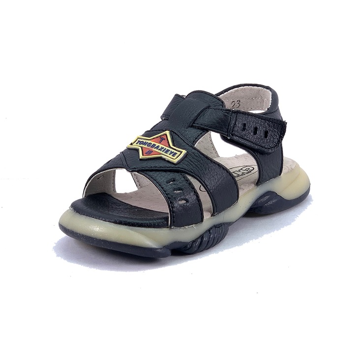 Детски сандал Chippo Kids 889-23-28, Естествена кожа, Матово черно