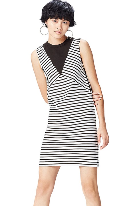 Rochie Find pentru femei, fără mâneci, în dungi, alb/negru