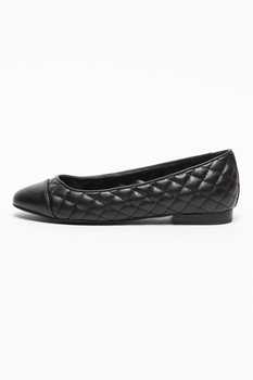Steve Madden, Balerini de piele ecologica cu aspect matlasat Fawna, Negru Steve Madden, Balerini de piele ecologica cu aspect matlasat Fawna, Negru