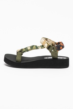 Steve Madden, Sandale velcro cu barete multiple Henley, Verde/Gri/Negru Steve Madden, Sandale velcro cu barete multiple Henley, Verde/Gri/Negru