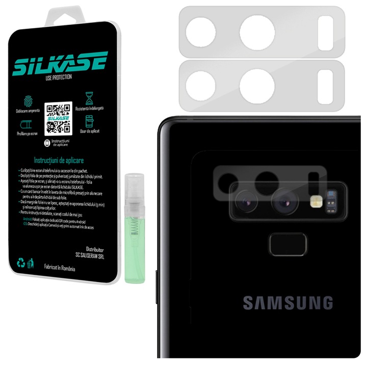 Set 3 folii SILKASE pentru Samsung Note 9, protectie camera foto, silicon regenerabil
