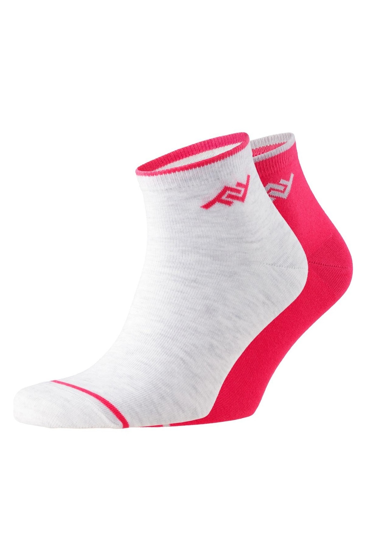 Set 2 perechi sosete pe glezna, Friends, 7314, Bumbac/Elastan, Gri/Roz