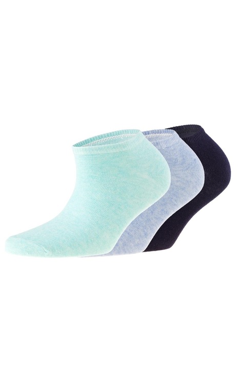 Set 3 perechi sosete pe glezna, Sunny Side, 7463-12, Bumbac/Elastan, Albastru/Verde/Bleumarin