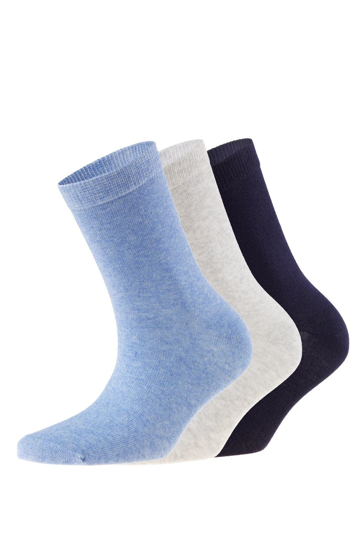 Set 3 perechi sosete lungi, Sunny Side, 7461-12-39, Bumbac/Elastan, Albastru/Gri/Bleumarin, 39-42 EU