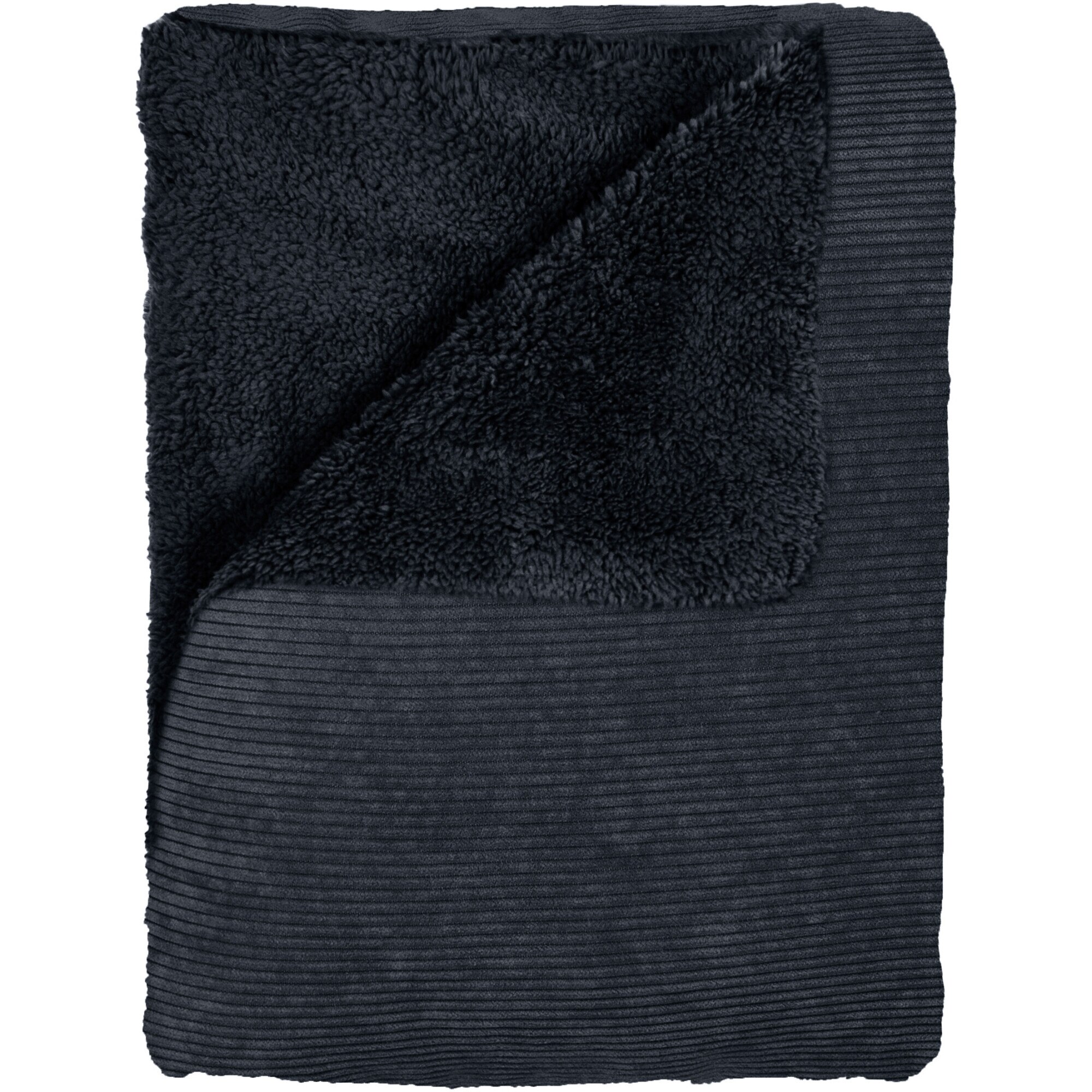 Patura cu blanita Velour Ink Black Mistral Home, 130x170 cm, poliester, negru
