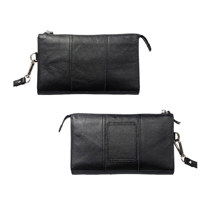 Дамска чанта съвместима с Micromax A075 Bolt A075 естествена кожа черна