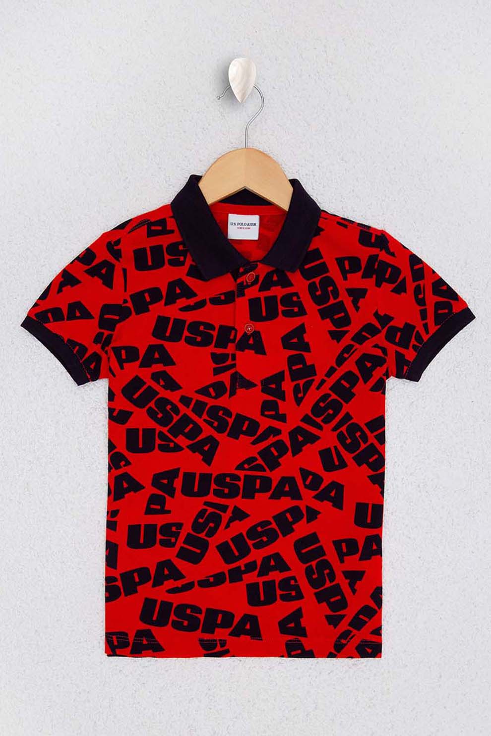 U.S. Polo Assn., Tricou polo cu model logo, Rosu/Negru