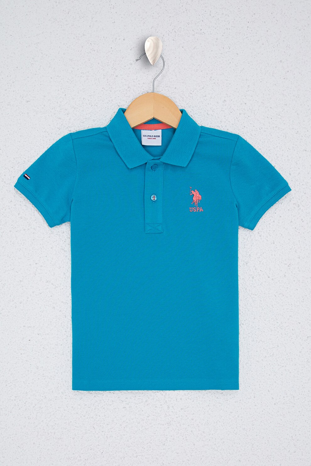 U.S. Polo Assn., Tricou polo cu broderie logo, 134-140 CM Standard, Albastru deschis