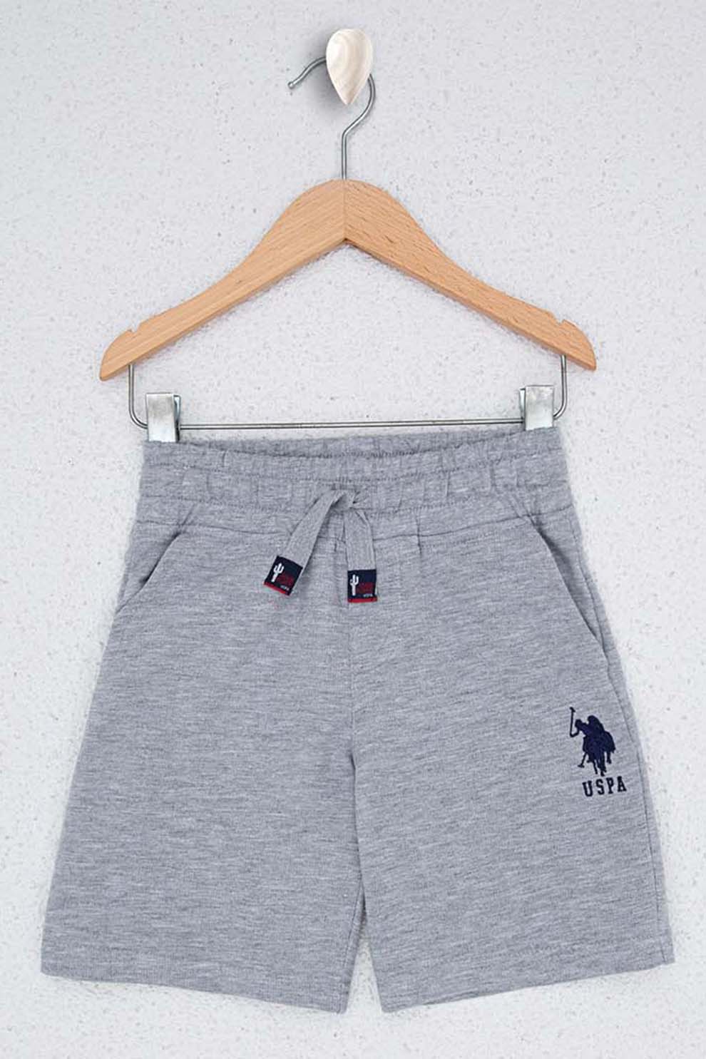 U.S. Polo Assn., Pantaloni cu logo snur, Gri deschis melange, 134-140 CM Standard - eMAG.ro