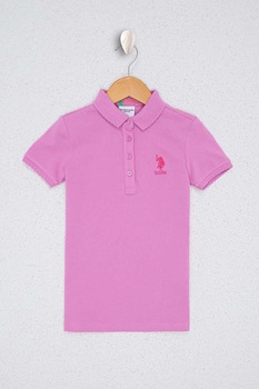 U.S. Polo Assn., Tricou polo cu fenta lunga cu nasturi, Roz deschis, 134-140 CM U.S. Polo Assn., Tricou polo cu fenta lunga cu nasturi, Roz deschis, 134-140 CM