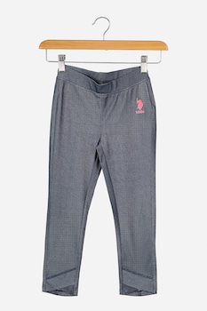 U.S. Polo Assn., Pantaloni cu buzunare si logo, Albastru inchis/Alb/Roz U.S. Polo Assn., Pantaloni cu buzunare si logo, Albastru inchis/Alb/Roz