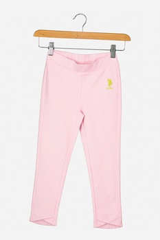 U.S. Polo Assn., Pantaloni cu buzunare si logo, Roz pastel/Verde lime