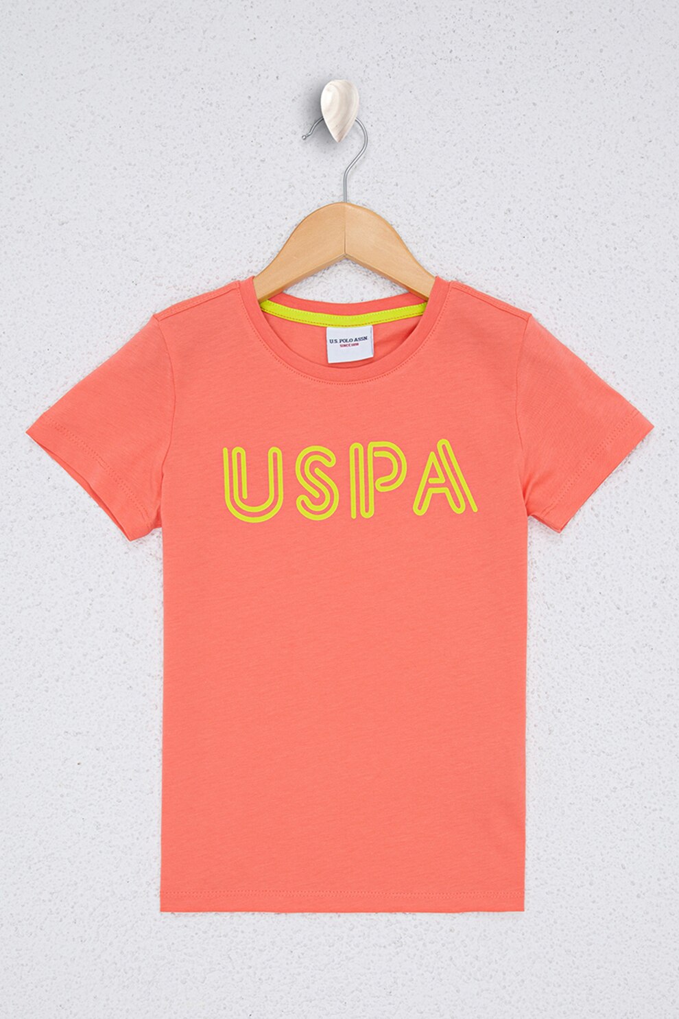U.S. Polo Assn., Tricou de bumbac cu imprimeu logo, Roz somon