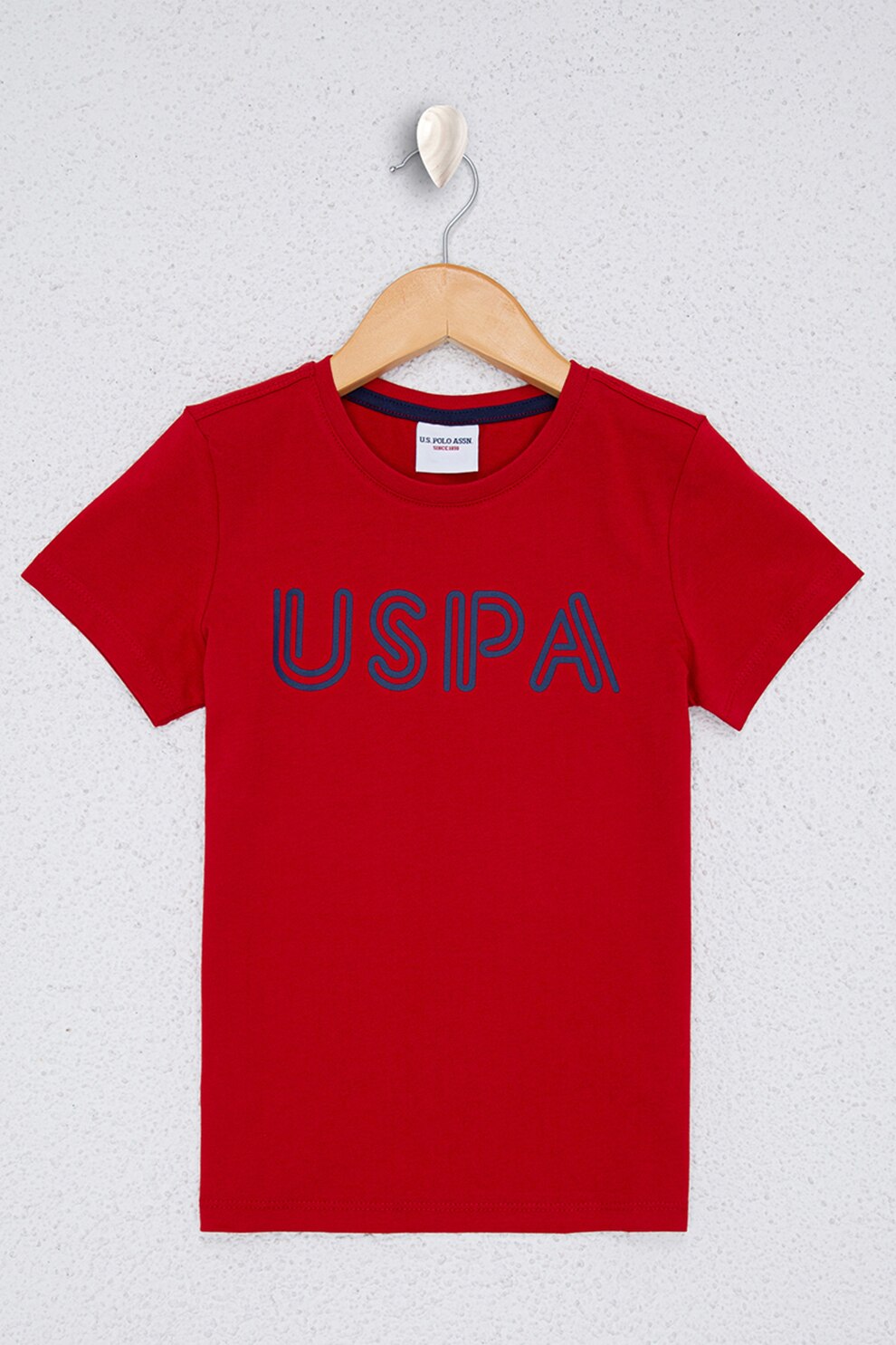 U.S. Polo Assn., Tricou de bumbac cu imprimeu logo, Rosu inchis