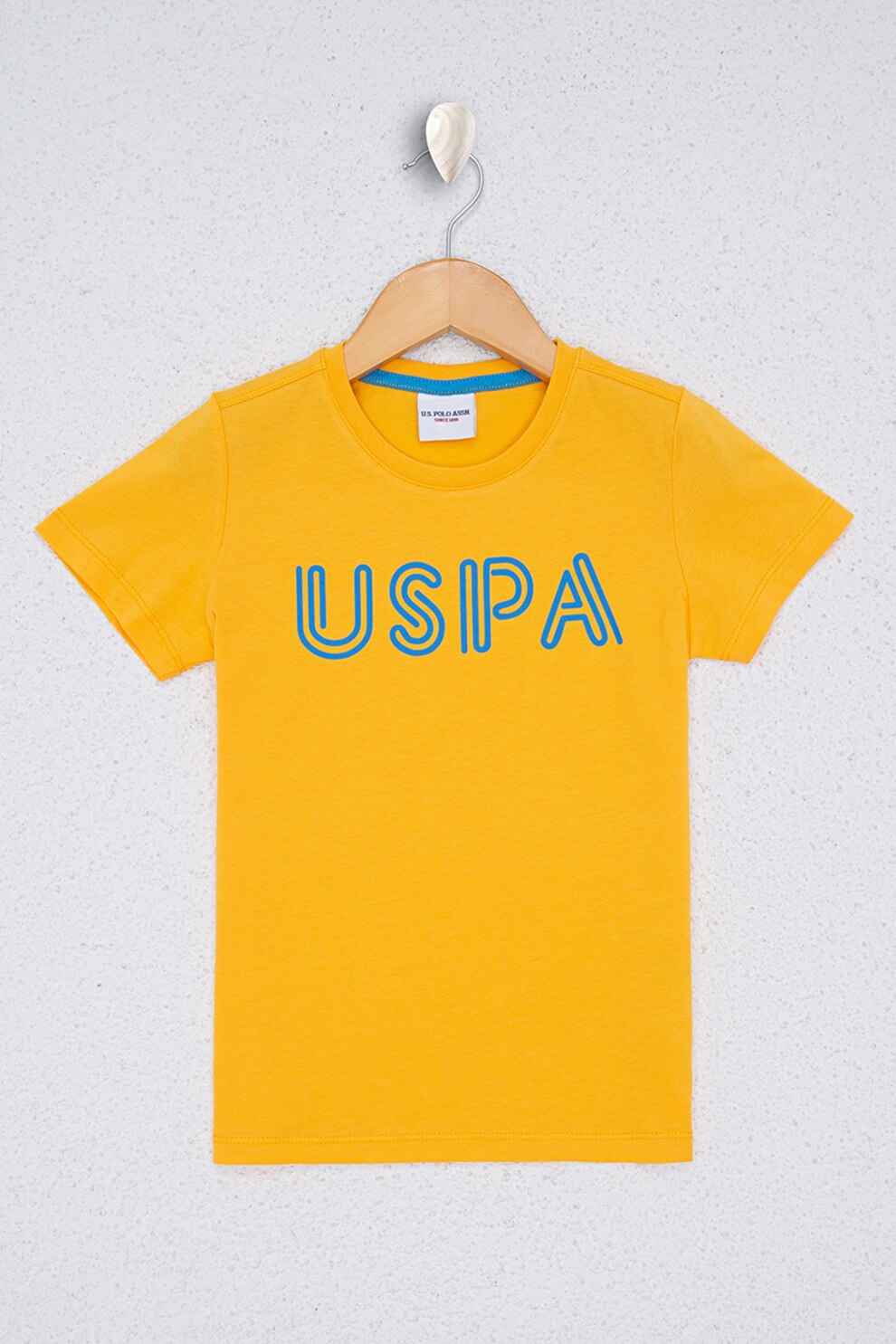 U.S. Polo Assn., Tricou de bumbac cu imprimeu logo, Galben mustar