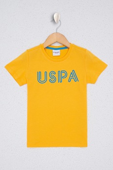 U.S. Polo Assn., Tricou de bumbac cu imprimeu logo, Galben mustar U.S. Polo Assn., Tricou de bumbac cu imprimeu logo, Galben mustar