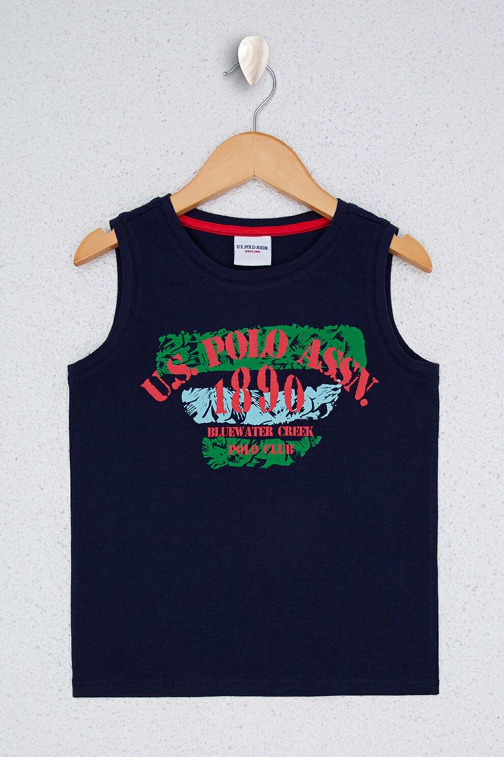 U.S. Polo Assn., Top de bumbac cu imprimeu, Bleumarin inchis