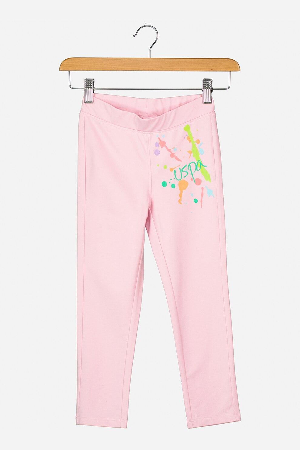 U.S. Polo Assn., Colanti din amestec de bumbac cu imprimeu, Roz pastel/Oranj mandarina/Verde