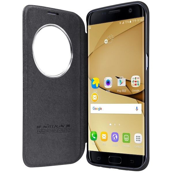 Flip Cover, Nillkin, Qin Series, pentru Galaxy S7 Edge, negru