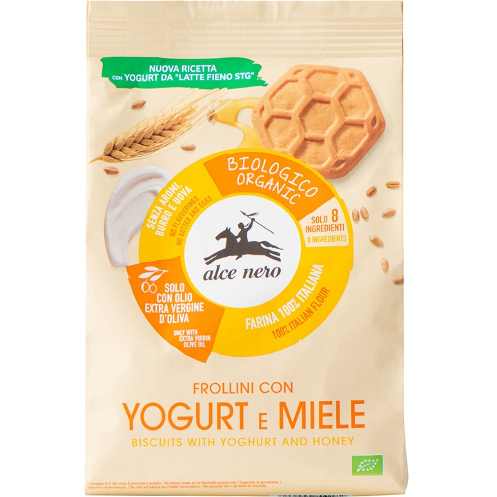 Biscuiti iaurt si miere BIO Alce Nero, 350g