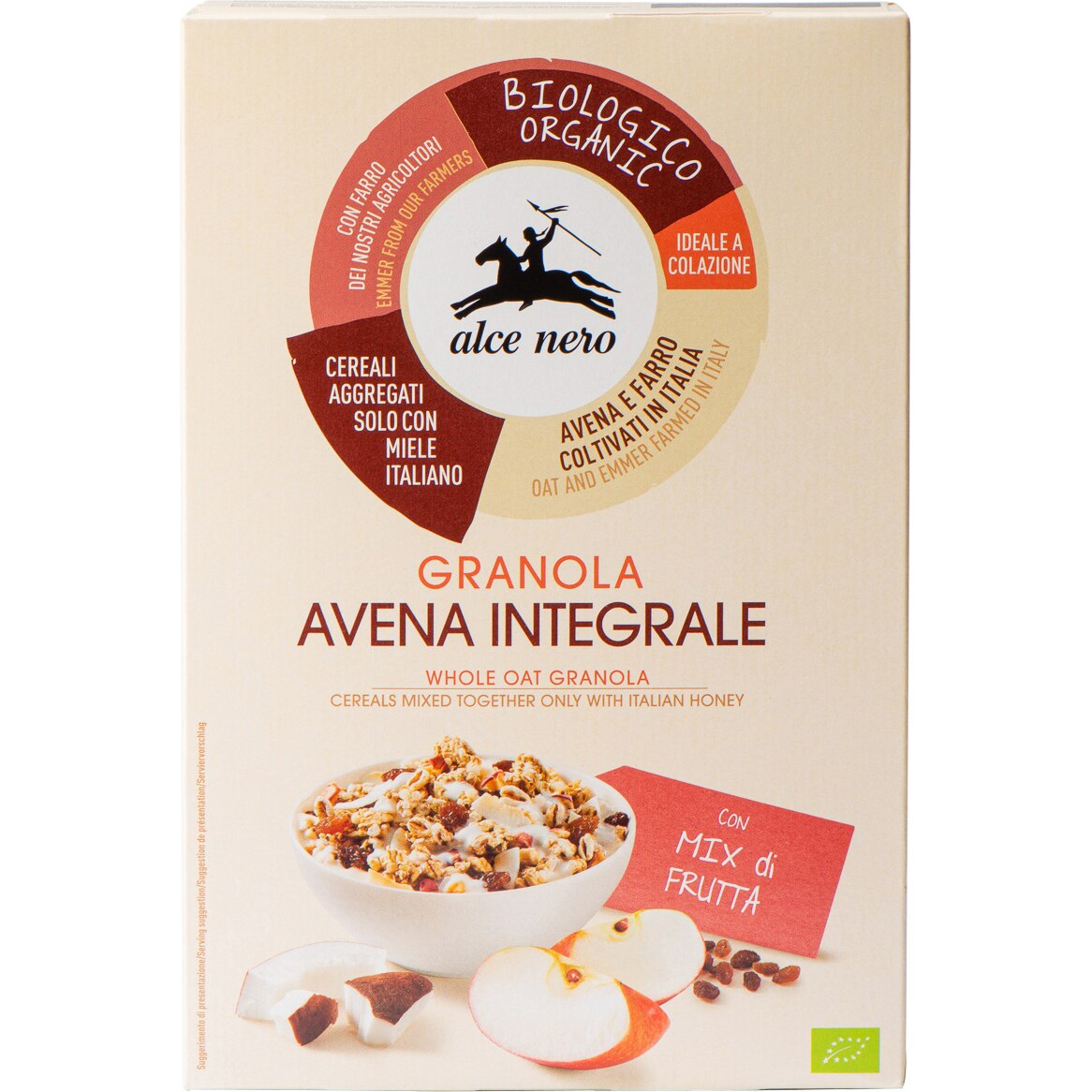 Cereale granola ovaz integral mix fructe BIO Alce Nero, 300g