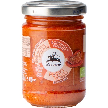 Sos pesto rosii, parmezan si branza BIO Alce Nero, 130g Sos pesto rosii, parmezan si branza BIO Alce Nero, 130g