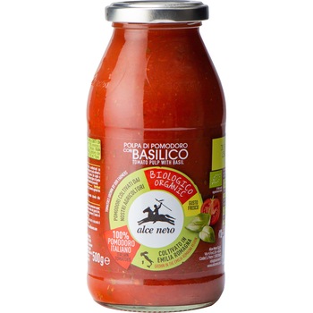 Sos rosii cu pulpa si busuioc BIO Alce Nero, 500g Sos rosii cu pulpa si busuioc BIO Alce Nero, 500g