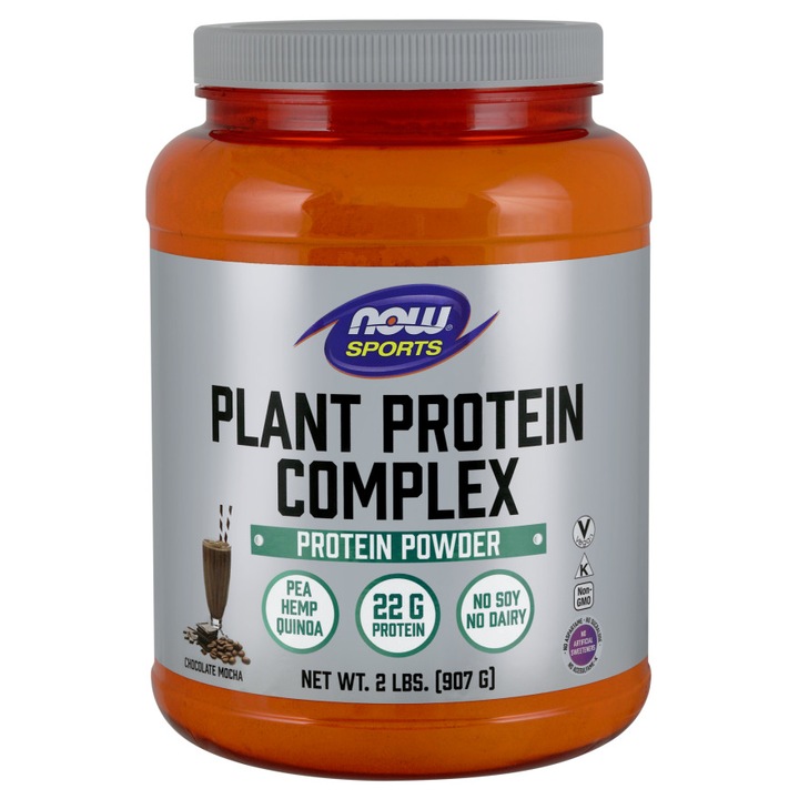 Complex de proteine ​​vegetale NOW SPORTS, vegan - 2lbs (907g) - Mocha de ciocolata