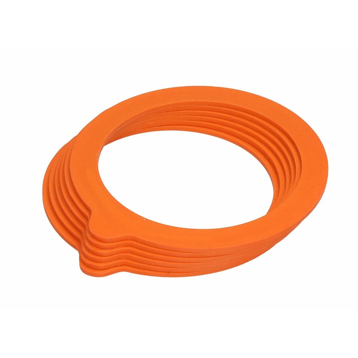 Set 6 garnituri borcan Kilner, Cauciuc, Ø6 cm, Portocaliu