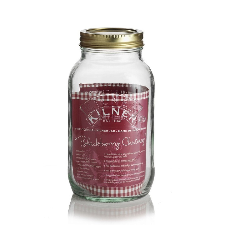 Borcan din sticla KILNER Chutney 1 l, pentru conservare, Transparent