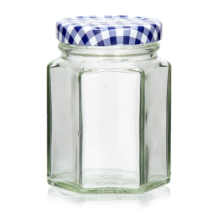 Borcan din sticla KILNER Grid Hexagonal, 0,1 l, Albastru/Transparent