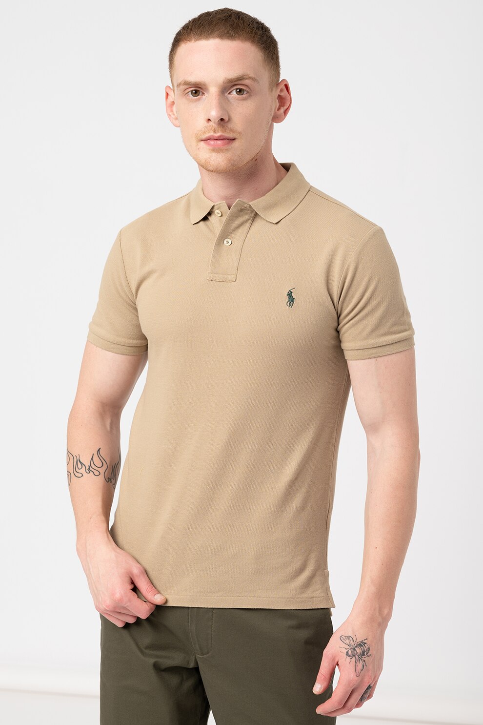 Polo Ralph Lauren Тениска Classics с яка и лого Светло сиво кафяв L 