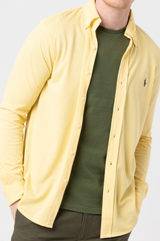 Polo Ralph Lauren, Camasa cu maneci lungi si logo brodat, galben pal Polo Ralph Lauren, Camasa cu maneci lungi si logo brodat, galben pal