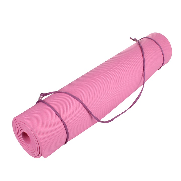 Saltea exercitii fizice Merco Yoga EVA 6, 173 x 61 x 0.6 cm, roz