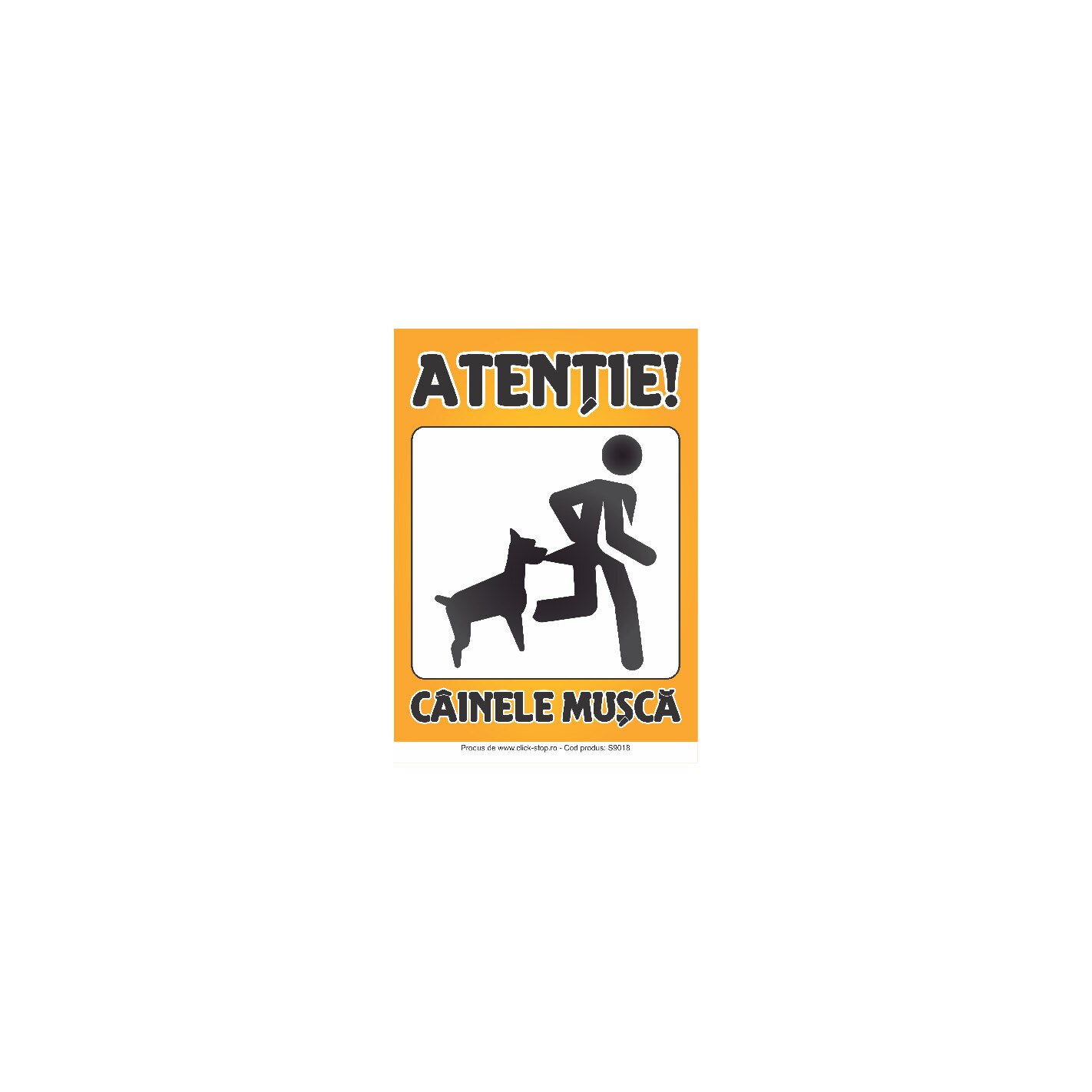 Atentie cainele musca – Indicator rezidential S9018, 200x300mm, Autocolant PVC