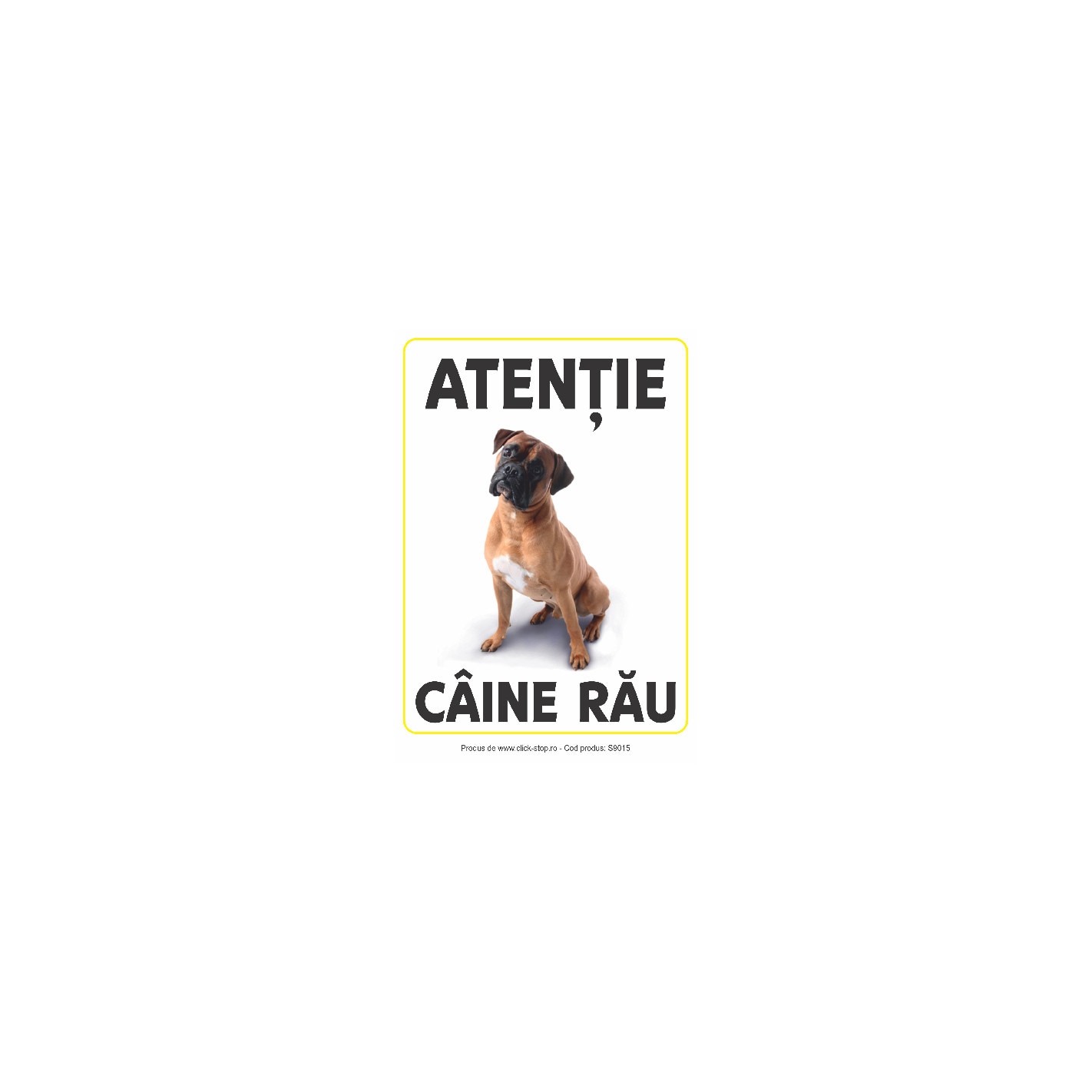 Indicator rezidential - Atentie caine rau, S9015, 140x200mm, Autocolant PVC