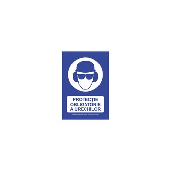 Protectia obligatorie contra a urechilor - Indicator de obligativitate S5019, 300x400mm, Autocolant PVC Protectia obligatorie contra a urechilor - Indicator de obligativitate S5019, 300x400mm, Autocolant PVC