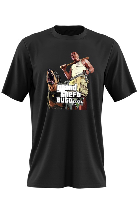 Tricou barbati Franklin GTA Grand Theft Auto, negru, marime XL